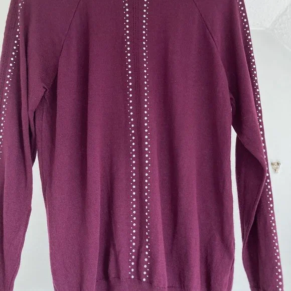 Ladies Women Knitted Long Sleeve Crew Neck Jumper Sweater Rhinestone Pullover - Picture 2 of 13